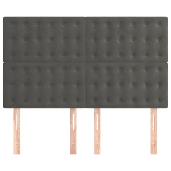 Maison Exclusive - Mörkgrå sänggavel 144 x 5 x 118/128 cm Sammet Mörkgrå