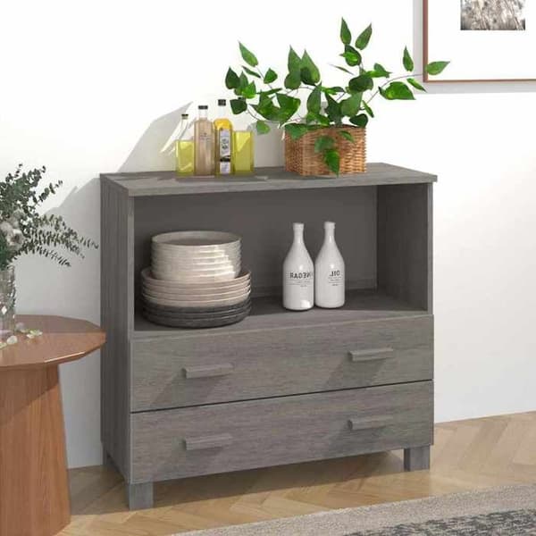 Maison Exclusive - Buffé HAMAR Ljusgrå 85x35x80 cm Massivt furu