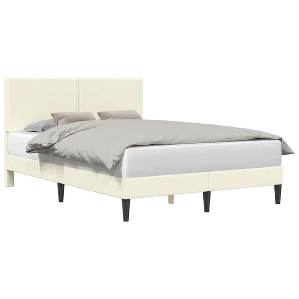 Maison Exclusive - Sängram Creme 140 x 190 cm Tyg i ribbad sammet