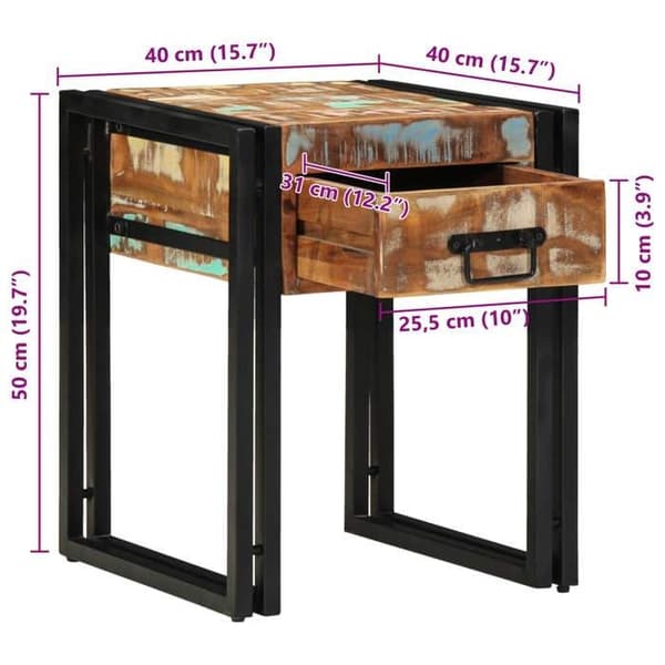 Maison Exclusive - Sidebord med skuffe 40 x 40 x 50 cm Solid Genbrugs træ