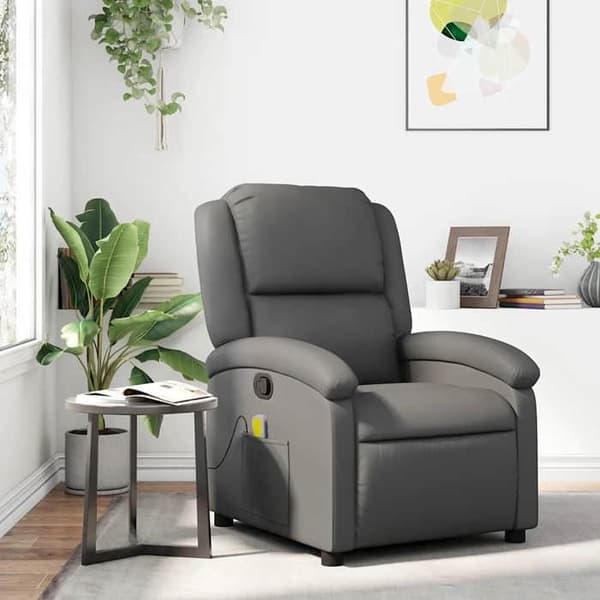 Maison Exclusive - Grå konstläder massagefåtölj med lutning Grå