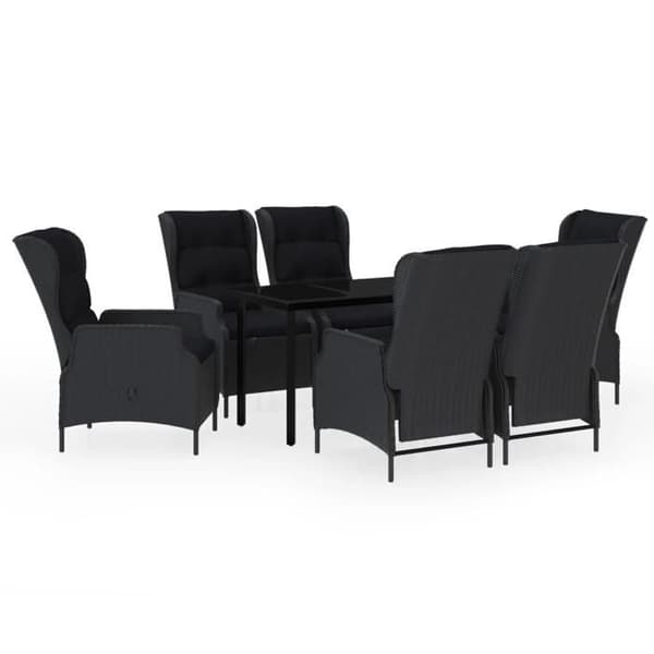 Maison Exclusive - 7 osan ulkoilmapöytäryhmä tummanharmaa