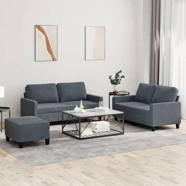 Maison Exclusive - Sæt af 3 sofaer med puder Mørkegrå Velour