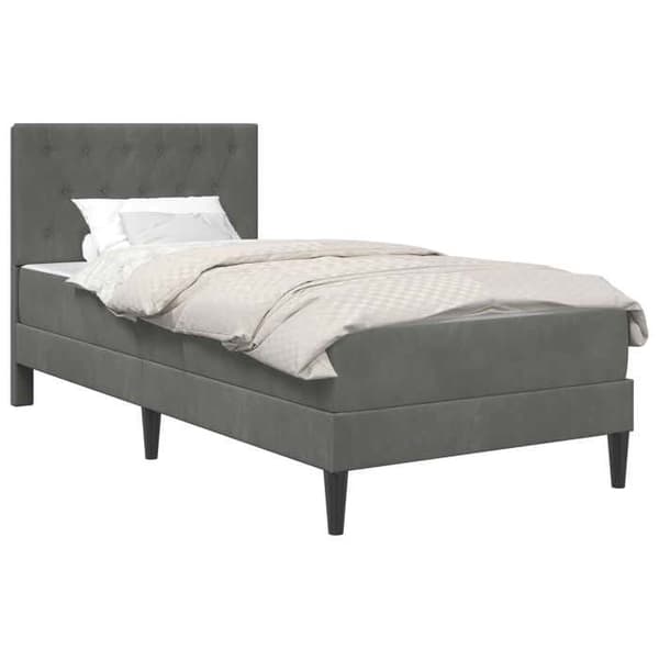Maison Exclusive - Sängram med madrass Mörkgrå 90 x 190 cm Sammet