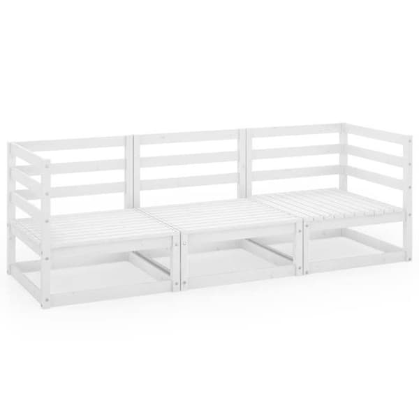 Trädgårdsmöbel - Soffa 3 platser - Modulär - Massivt trä - Vit Vit