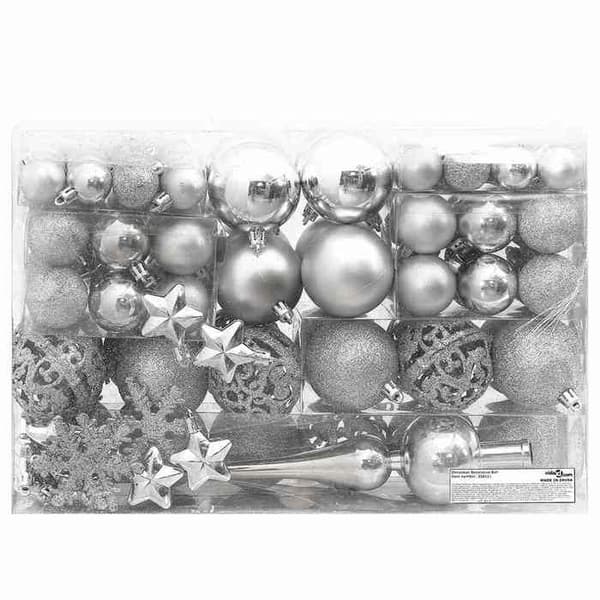 Maison Exclusive - 111-osainen hopeinen joulupallojen setti, polyesteri Silver