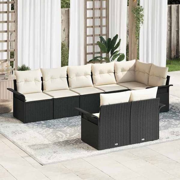 Maison Exclusive - 8 osan puutarhakalustesetti, musta polyrottinki