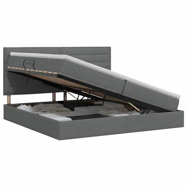 Sängram med madrass - EXKLUSIV HEM - Maison Exclusive - 200 x 200 cm - Hydraulisk mekanism - Mörkgrå konstläder Mörkgrå