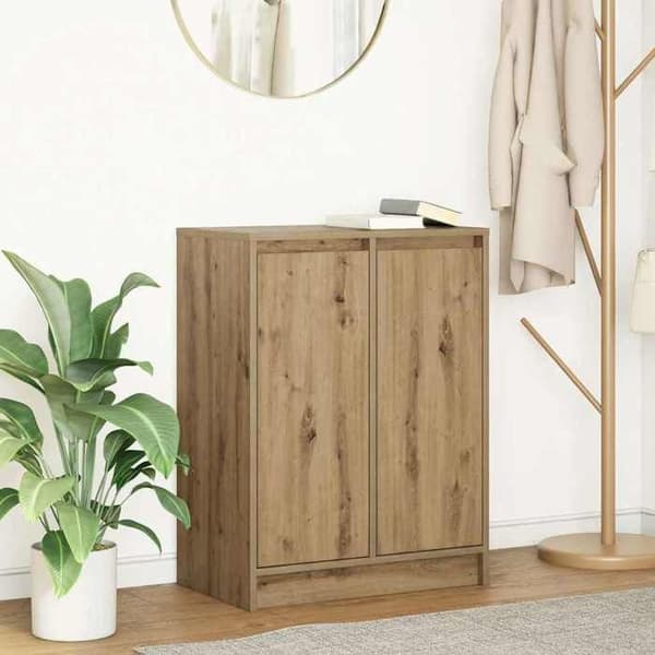 Maison Exclusive - Buffet i egetræ, håndlavet 57x34x76 cm, ingeniørtræ