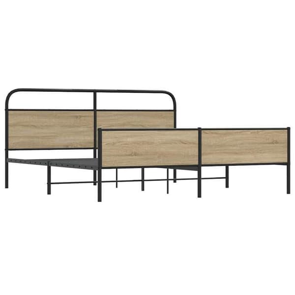 Sengestel - EKSKLUSIV HUS - 150x200 - Stål & behandlet træ - Røget eg - Lamelseng Rökt ek
