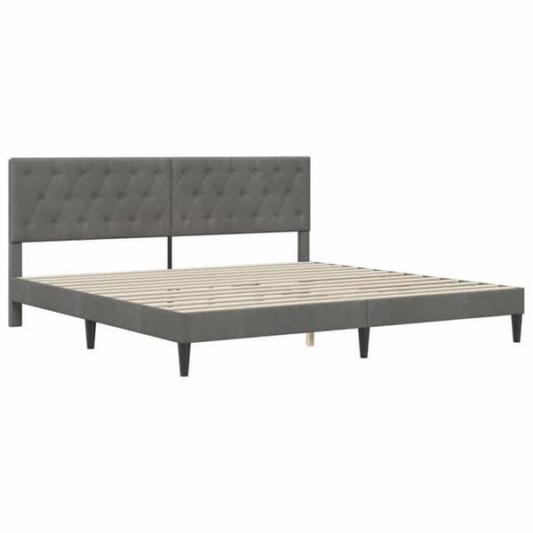 Maison Exclusive - Sengestel med madras Mørkegrå 180 x 200 cm Velour Mörkgrå