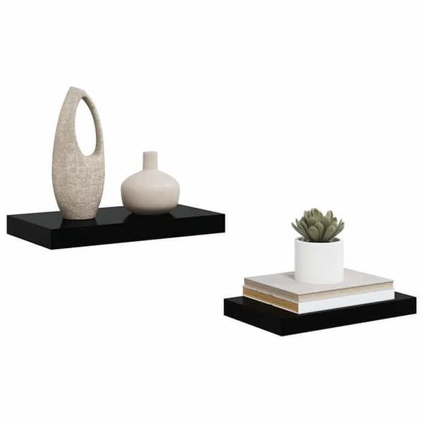 Maison Exclusive - Væghængt hylde 2 stk Sort blank 40x23,5x3,8 cm MDF