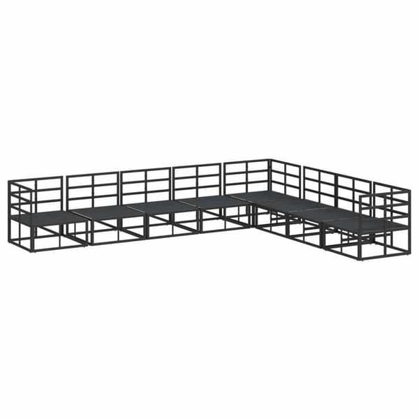 Maison Exclusive - 8 stk. have-sofa sæt i sort aluminium Svart (ram); antracitkuddar
