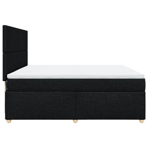 Maison Exclusive - Sengebund med lameller og madras Sort 180x200 cm Stof