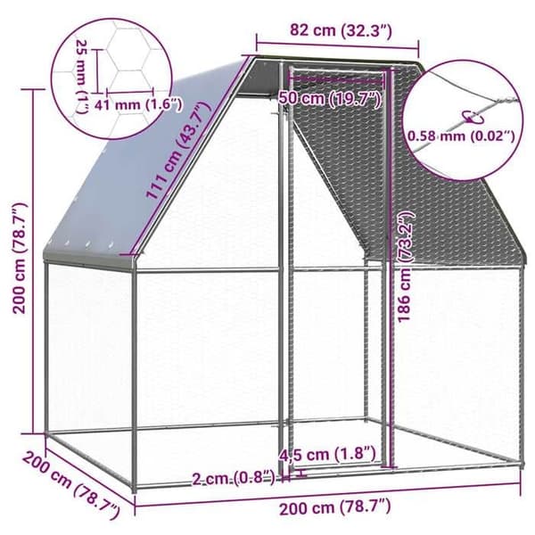 Maison Exclusive - Silver- och grå hönshus 2x2x2 m galvaniserat stål Silver och grått
