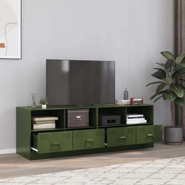 Maison Exclusive - TV-møbler 2 stk olivengrøn 67x39x44 cm stål