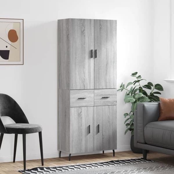 Maison Exclusive - Buffé hög Sonoma grå 69,5x34x180 cm Ingenjörsträ Sonoma grå