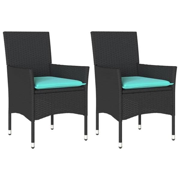 Maison Exclusive - Trädgårdsstolar med kuddar, set om 2, svart flätad resin