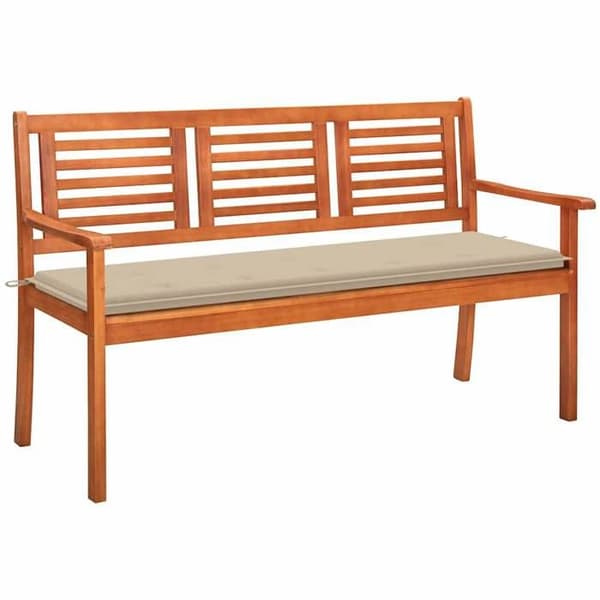 Maison Exclusive - Bænk til haven 3 pladser med pude 150 cm Eucalyptus træ