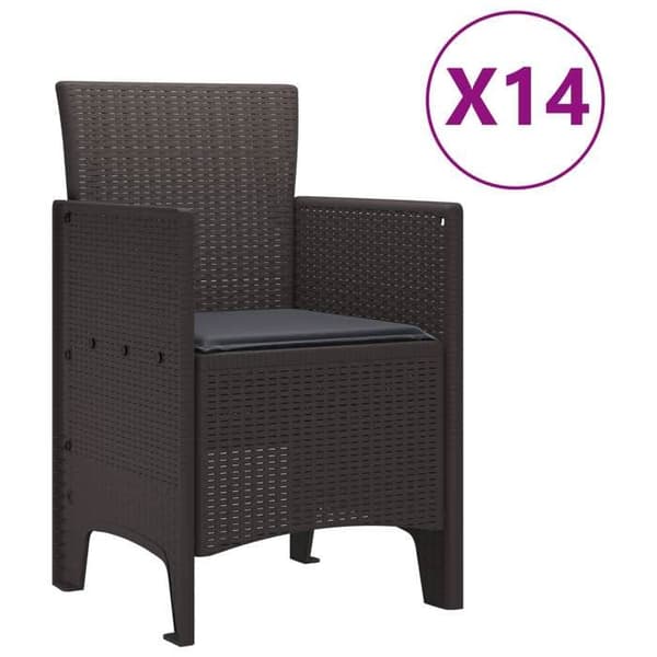 Maison Exclusive - Puutarhakalusteryhmä tyynyillä 15 kpl Ruskea