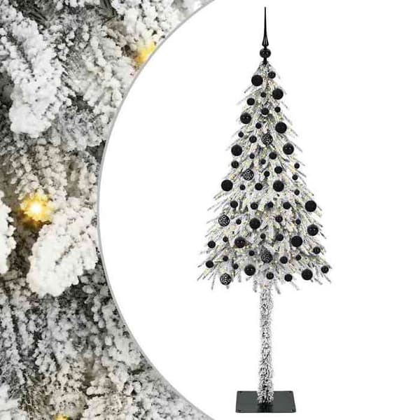Maison Exclusive - Vit Julgran 210 cm PE och Stål Vit (LED), snöiga grenar