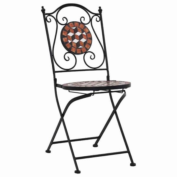 Maison Exclusive - Fällbara stolar med mosaik, set om 2, i brun keramik brun