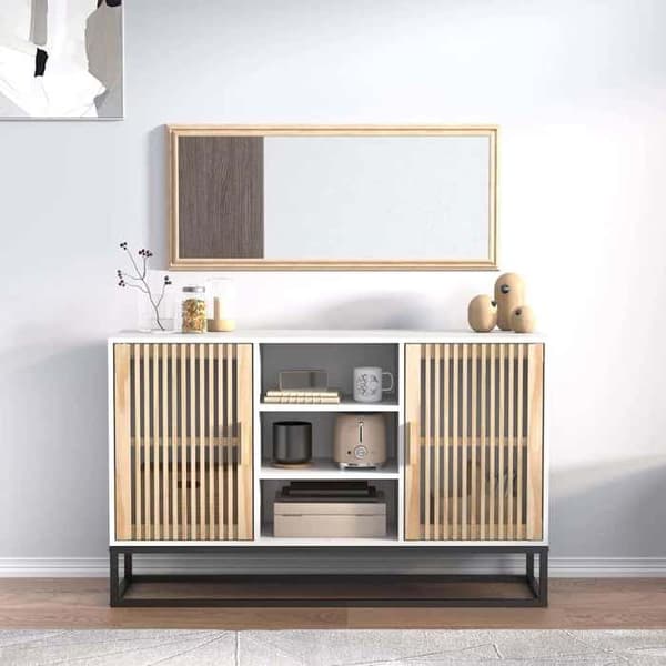 Maison Exclusive - Hvidt buffet 105x30x65 cm ingeniørtræ