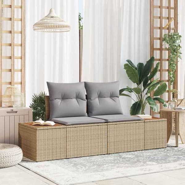 Havemøbel - EKSKLUSIV HUS - 184x62x85 cm - 2 pladser - UV-bestandig polyrotin - stålramme beige