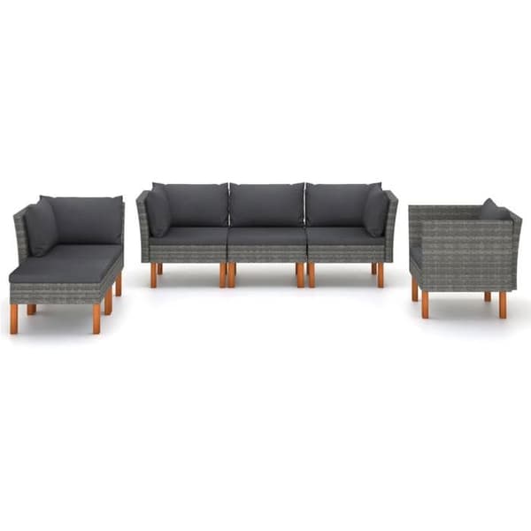 Maison Exclusive - Havegruppe 6 stk. Vævet harpik og eucalyptus træ Grå