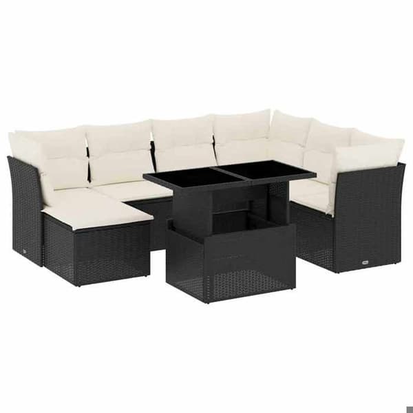 Havemøbler - MAISON EXCLUSIVE - 8 dele - Sort - Flettet harpiksmateriale - Justerbart bord Svart
