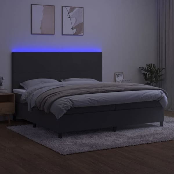 Maison Exclusive - Seng med lameller og madras LED Mørkegrå 200x200 cm