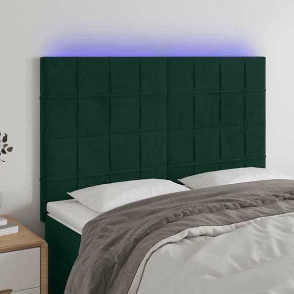 Maison Exclusive - LED-päätylevy Tummanvihreä 144x5x118/128 cm Sametti Mörkgrön