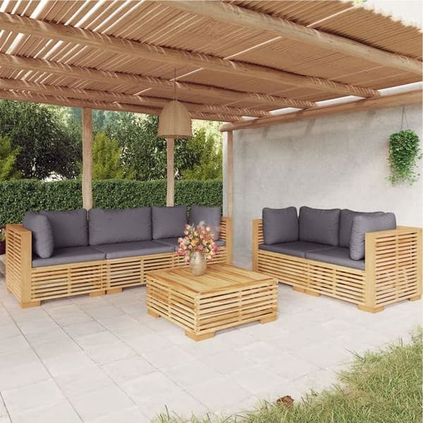Maison Exclusive - Havegruppe 6 stk med puder i solid teaktræ