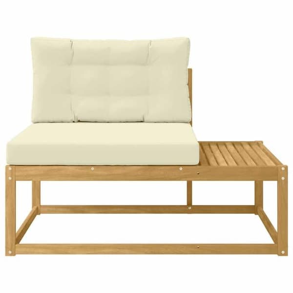 Utomhussoffa - EXKLUSIVT HUS - Utomhus ändsoffa - Massivt akacia - Vit polyesterkudde - 115x83x73 cm Vit