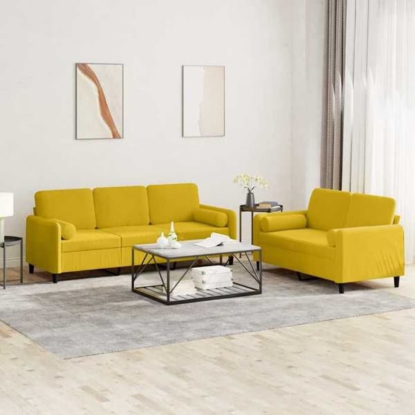 Maison Exclusive - 2 kpl sohvasetti keltaisilla samettityynyillä