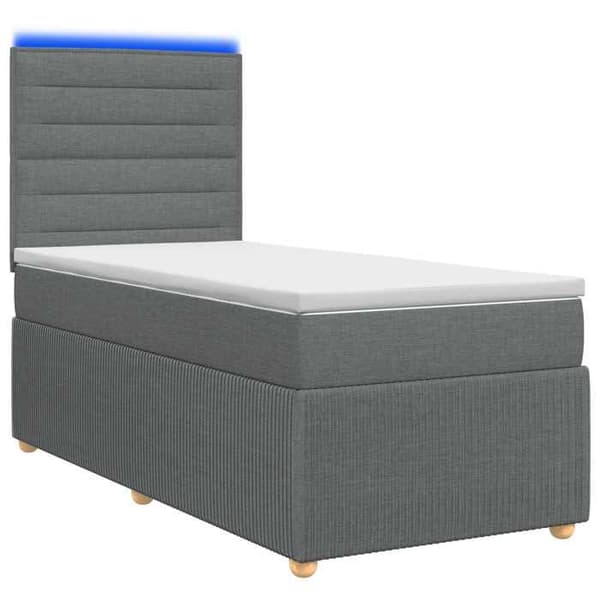 Maison Exclusive - Boxspring-säng med LED och mörkgrå madrass 100 x 200 cm Tyg Mörkgrå