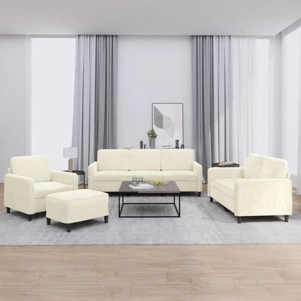 Maison Exclusive - 4-delars soffa i krämfärgad sammet Grädde