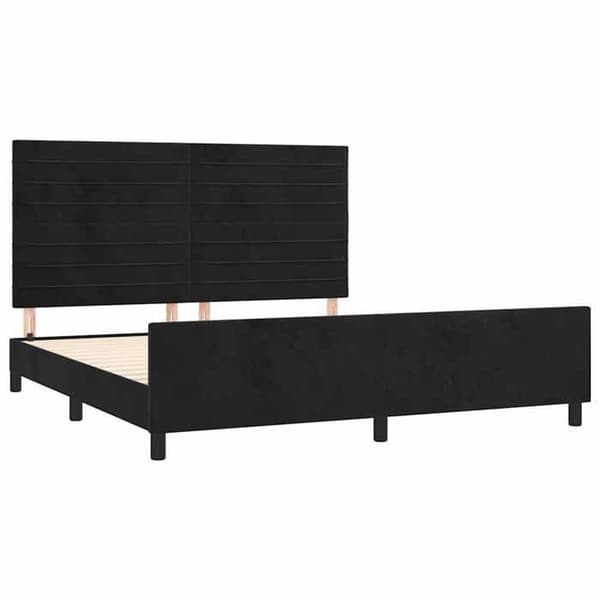 Sengestel - EKSKLUSIV HUS - Velour - 160 x 200 cm - Sort - Justerbar hovedgærde svart