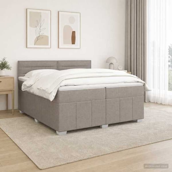 Maison Exclusive - Boxspring seng med madras Taupe 200 x 200 cm Stof