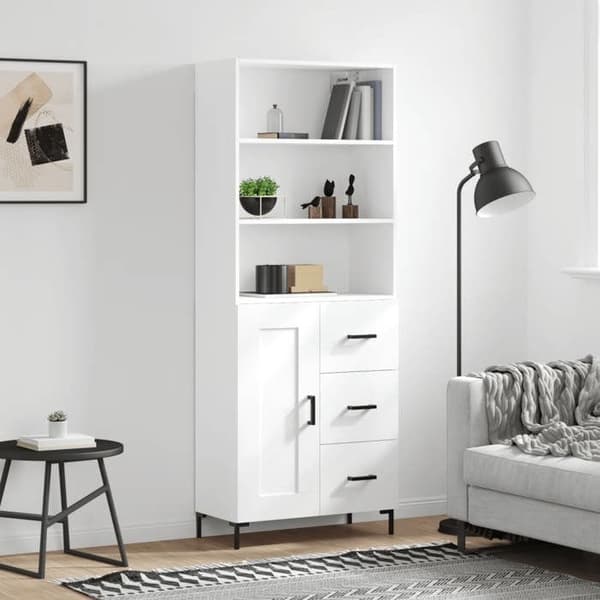 Maison Exclusive - Buffé hög Vit 69,5x34x180 cm Ingenjörsträ Vit