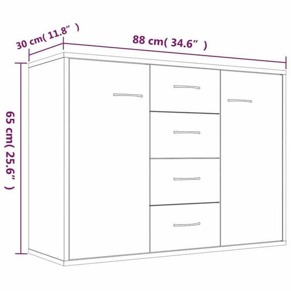 Maison Exclusive - Buffet Sonoma grå 88x30x65 cm Ingeniørtræ