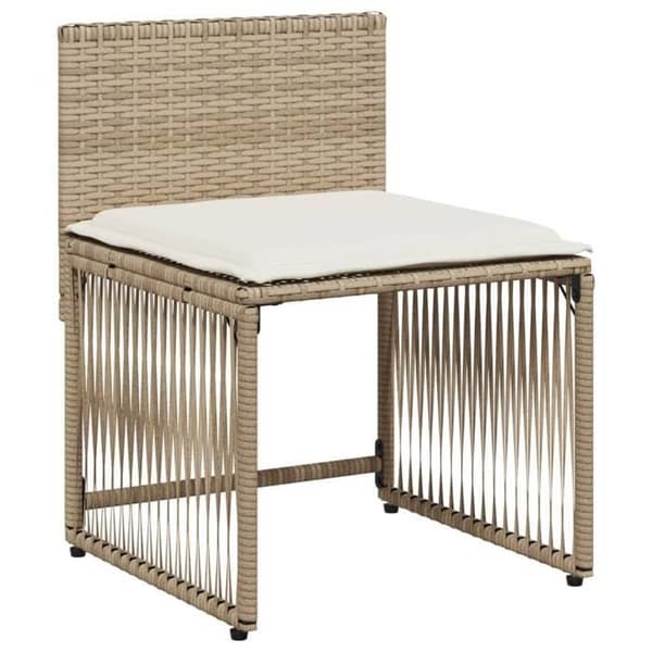 Maison Exclusive - Trädgårdsset med matbord och kuddar 7 delar beige polyrotting