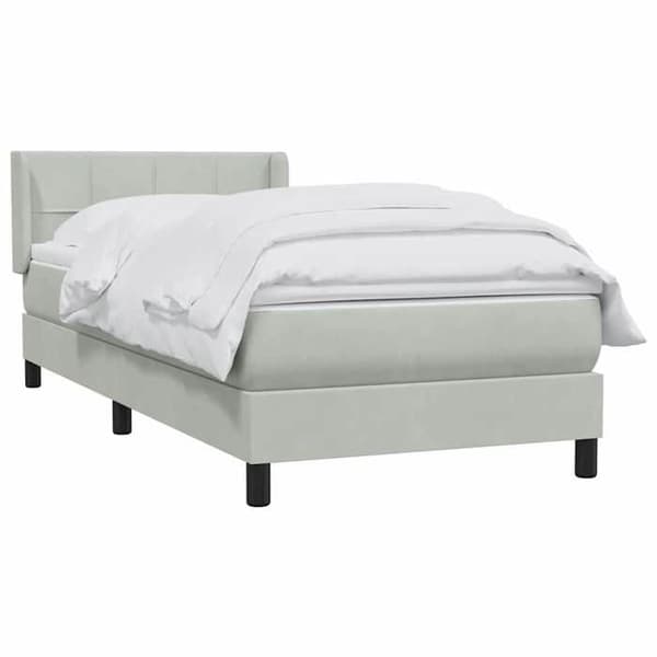 Maison Exclusive - Sängyn lattiapuut ja vaaleanharmaa patja 90x220 cm samettia