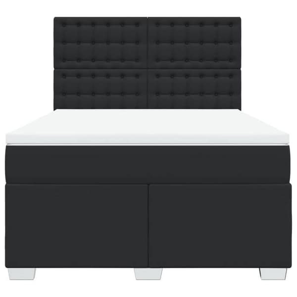 Maison Exclusive - Seng med lamelbund og madras Sort 140x200 cm Simililæder