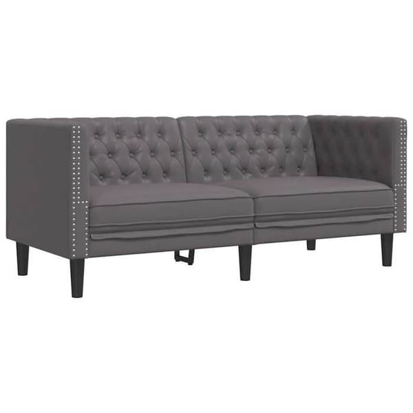 Maison Exclusive - Chesterfield soffgrupp 3 delar grå konstläder Grå