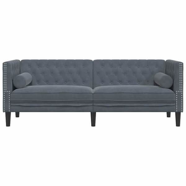 Soffa - EXKLUSIVT HUS - Chesterfield - Mörkgrå - Premium sammet - Djup stoppning Mörkgrå