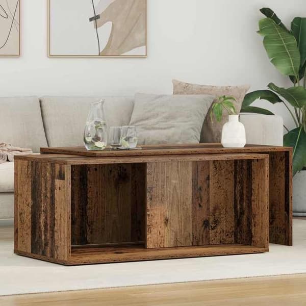 Sæt af lav borde - MAISON EXCLUSIVE - 90x48x40 cm - Ingeniørtræ - Sæt med 2 dele - Rektangulær