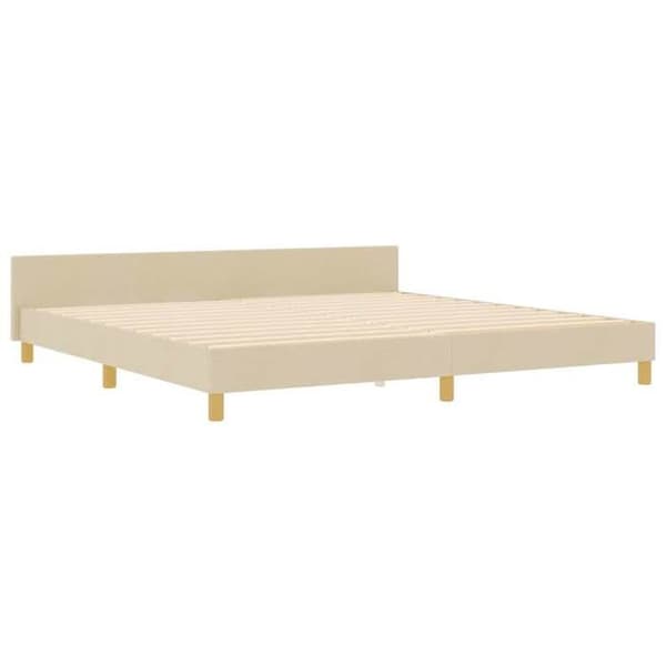 Sängram - EXKLUSIV HEM - 200 x 200 cm - Cremefärgad huvudgavel - Sammet - Dold förvaring Grädde