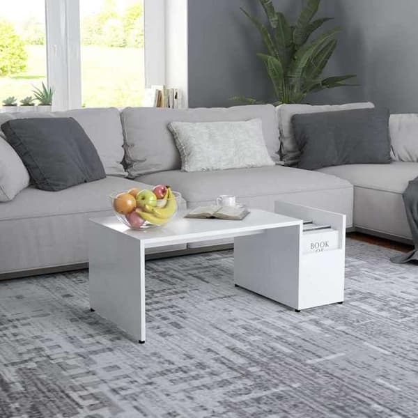 Bord - EKSKLUSIV HUS - 90 x 45 x 35 cm - Hvid - Spånplader - Opbevaringsrum Vit