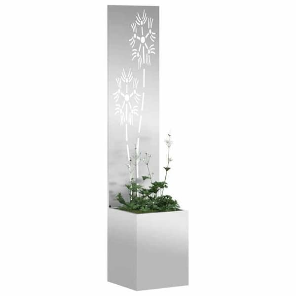 Trädgårdsskärm - EXKLUSIV HEM - Integritetsskärm - Robust stål - Matt finish - 32×32×150 cm Silver